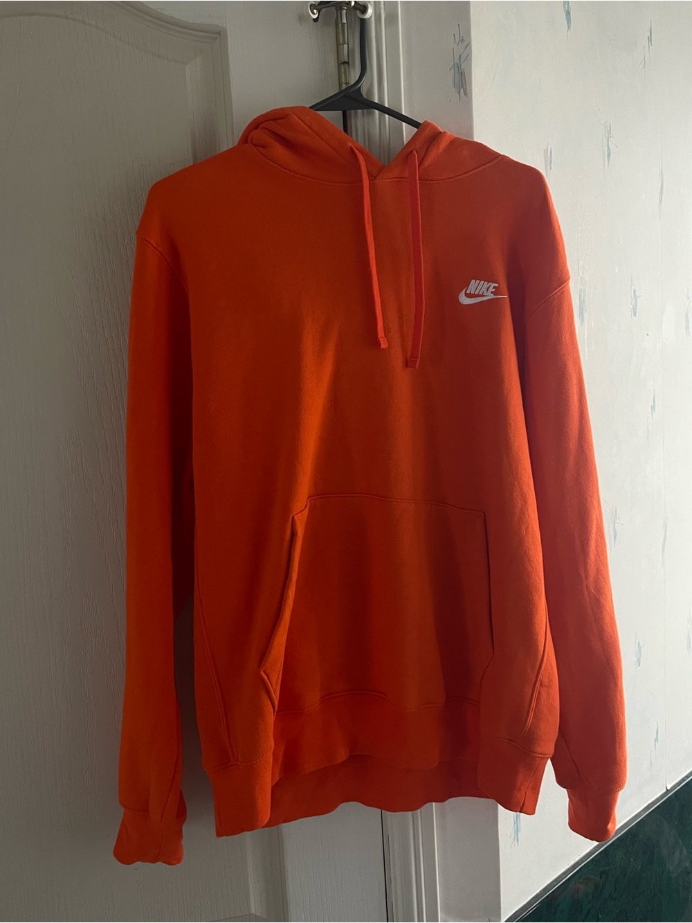 Nike Men’s Orange Hoodie with White Logo